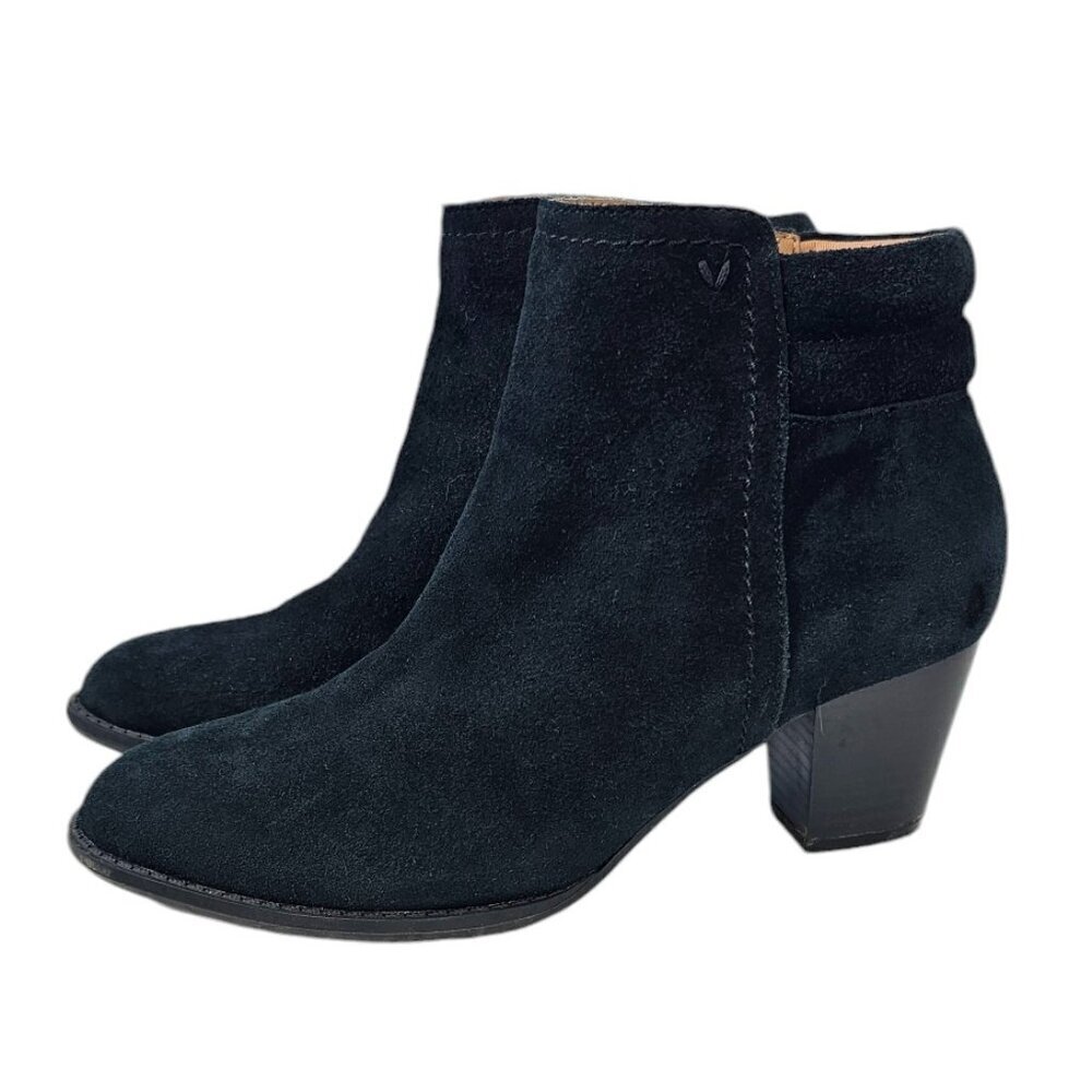 Vionic Womens Jessie Ankle Bootie Black Size 7.5 Suede Weather Resistant Comfort